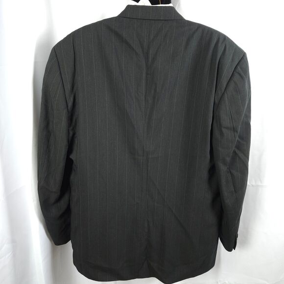 Hart Schaffner Marx Mens 44L Black Pinstripe Wool 3-Button Sports Coat Blazer - Picture 2 of 9